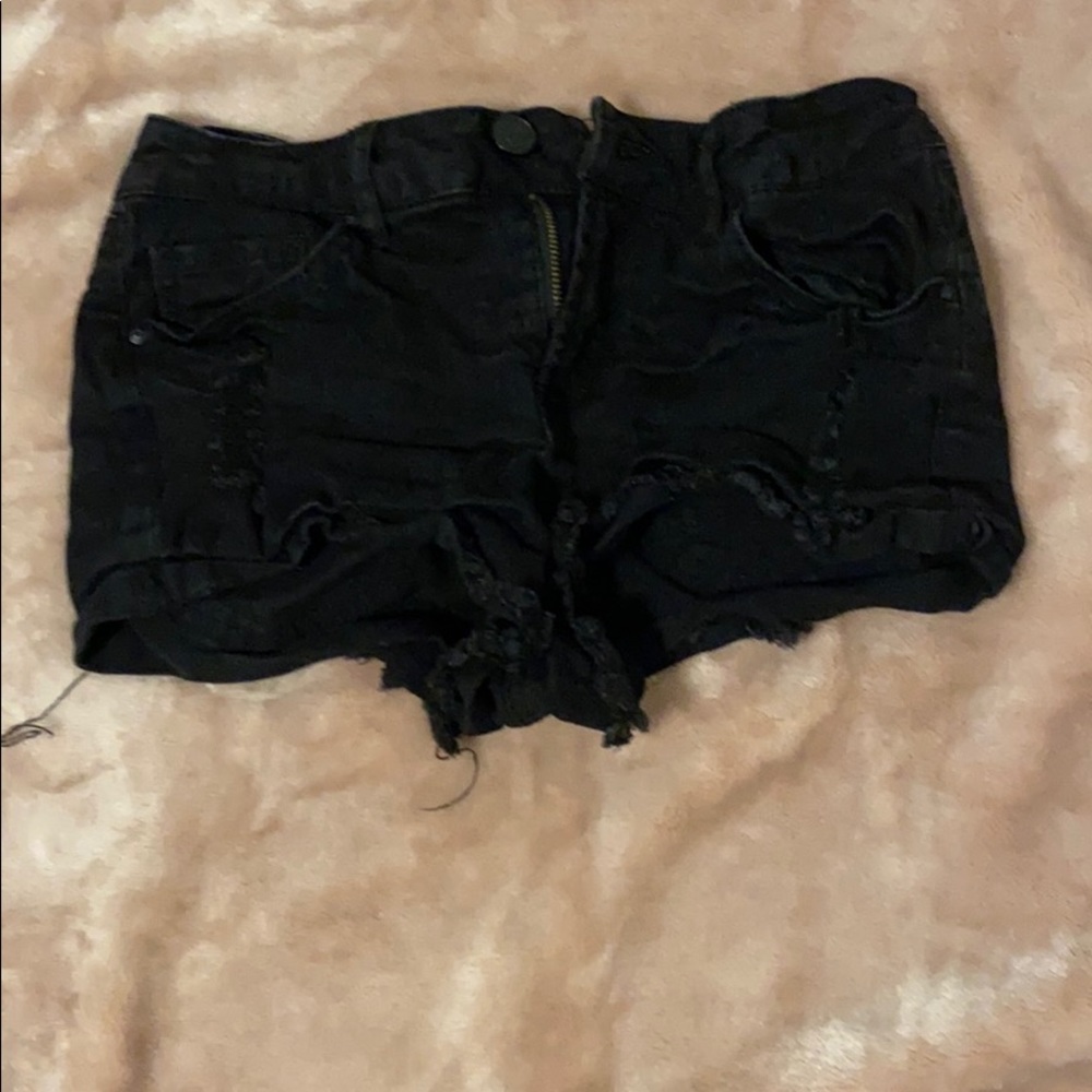 Black jean shorts